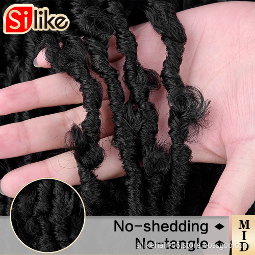 Butterfly Locs16inch Distressed Crochet Hair Butterfly Bob Faux Locs Pre-looped Crochet Braids Hair  Messy Soft Butterfly locs